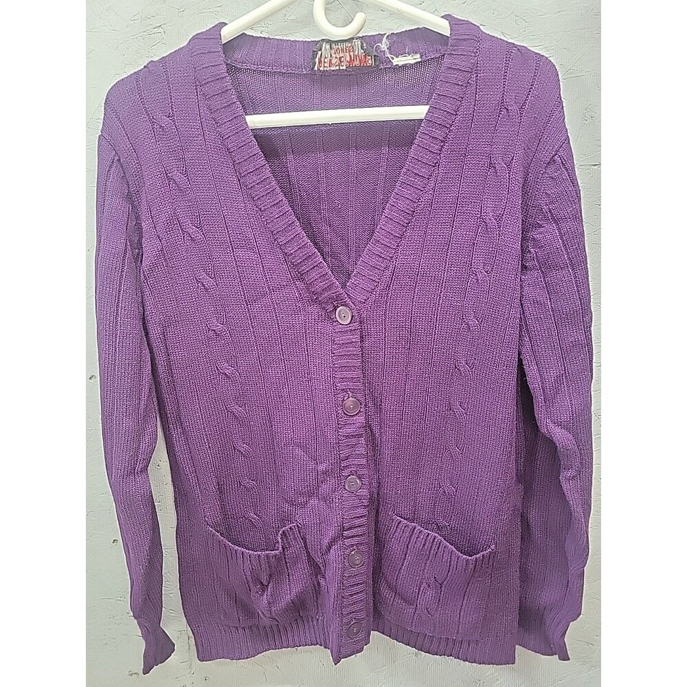 Vintage  Persephone Jones Sweater Purple Cardigan‎ Sz L RARE